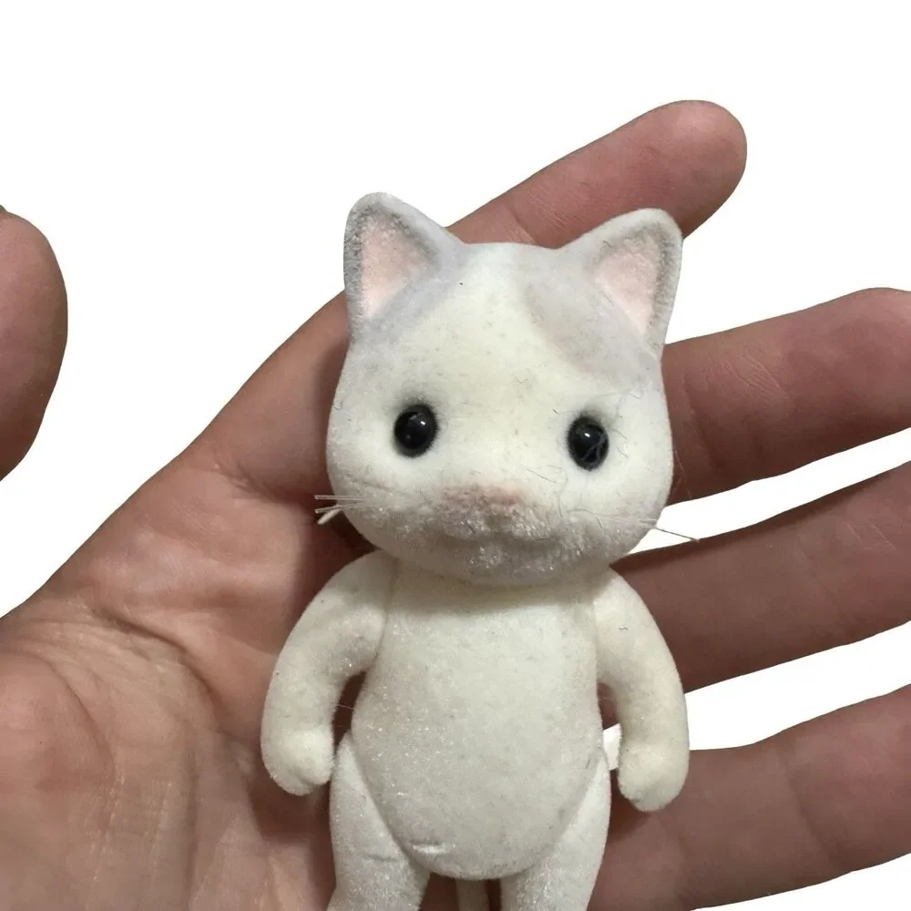 Calico Critters Loose White Cat Fuzzy Face Tail Figure No Clothes